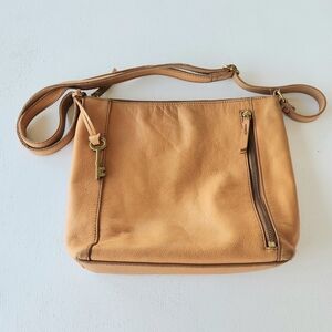 Fossil Tan Leather Crossbody Clutch
